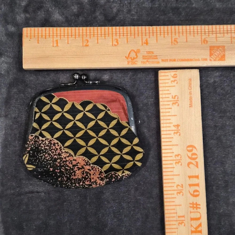 Vintage Style Coin Purse Lot 3pc Kiss Lock Fabric Pouch Route 66 Retro MCM 50s